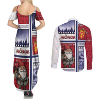 Norway Christmas Couples Matching Summer Maxi Dress and Long Sleeve Button Shirt Julenisse God Jul - Wonder Print Shop