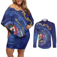 Italian Empire Couples Matching Off Shoulder Short Dress and Long Sleeve Button Shirt Concept Of Mare Nostrum - Wonder Print Shop
