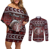 Ottoman Empire Couples Matching Off Shoulder Short Dress and Long Sleeve Button Shirt The Eternal State - Wonder Print Shop