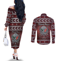 Ottoman Empire Couples Matching Off The Shoulder Long Sleeve Dress and Long Sleeve Button Shirt The Eternal State - Wonder Print Shop