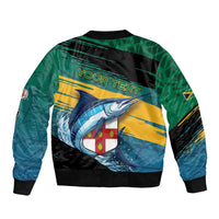 Personalized Afro-Jamaicans Fishing Bomber Jacket Blue Marlin Fish