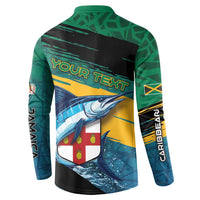 Personalized Afro-Jamaicans Fishing Button Sweatshirt Blue Marlin Fish