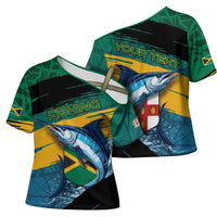 Personalized Afro-Jamaicans Fishing Cross Shoulder Shirt Blue Marlin Fish