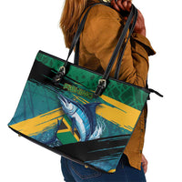 Afro-Jamaicans Fishing Leather Tote Bag Blue Marlin Fish