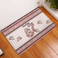 67 Valentine's Day Rubber Doormat Vintage Rose And Cupid