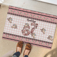 67 Valentine's Day Rubber Doormat Vintage Rose And Cupid