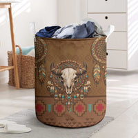 Bison Native American Laundry Basket Tribal Feather Dreamcatcher Boho Style