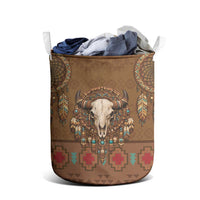 Bison Native American Laundry Basket Tribal Feather Dreamcatcher Boho Style