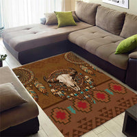 Bison Native American Area Rug Tribal Feather Dreamcatcher Boho Style