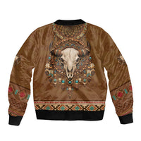 Bison Native American Bomber Jacket Tribal Feather Dreamcatcher Boho Style