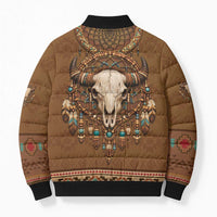 Bison Native American Bomber Puffer Jacket Tribal Feather Dreamcatcher Boho Style