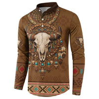 Bison Native American Button Sweatshirt Tribal Feather Dreamcatcher Boho Style
