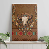 Bison Native American Canvas Wall Art Tribal Feather Dreamcatcher Boho Style