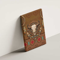 Bison Native American Canvas Wall Art Tribal Feather Dreamcatcher Boho Style