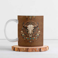 Bison Native American Ceramic Mug Tribal Feather Dreamcatcher Boho Style