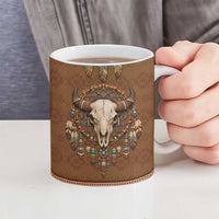 Bison Native American Ceramic Mug Tribal Feather Dreamcatcher Boho Style