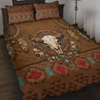Bison Native American Quilt Bed Set Tribal Feather Dreamcatcher Boho Style