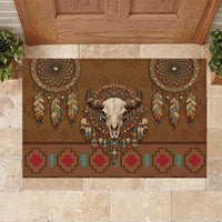 Bison Native American Rubber Doormat Tribal Feather Dreamcatcher Boho Style