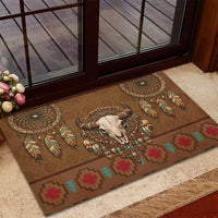 Bison Native American Rubber Doormat Tribal Feather Dreamcatcher Boho Style
