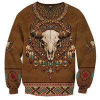 Bison Native American Sweatshirt Tribal Feather Dreamcatcher Boho Style