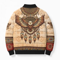 Eagle Native American Bomber Puffer Jacket Tribal Feather Dreamcatcher Boho Style