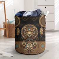 Bear Native American Laundry Basket Tribal Feather Dreamcatcher Boho Style