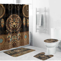 Bear Native American Bathroom Set Tribal Feather Dreamcatcher Boho Style