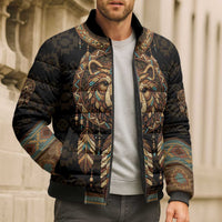 Bear Native American Bomber Puffer Jacket Tribal Feather Dreamcatcher Boho Style