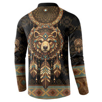 Bear Native American Button Sweatshirt Tribal Feather Dreamcatcher Boho Style