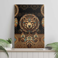 Bear Native American Canvas Wall Art Tribal Feather Dreamcatcher Boho Style
