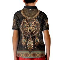 Bear Native American Kid Polo Shirt Tribal Feather Dreamcatcher Boho Style