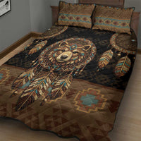 Bear Native American Quilt Bed Set Tribal Feather Dreamcatcher Boho Style