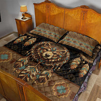 Bear Native American Quilt Bed Set Tribal Feather Dreamcatcher Boho Style