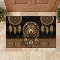 Bear Native American Rubber Doormat Tribal Feather Dreamcatcher Boho Style