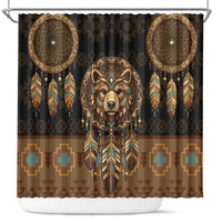 Bear Native American Shower Curtain Tribal Feather Dreamcatcher Boho Style