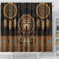 Bear Native American Shower Curtain Tribal Feather Dreamcatcher Boho Style