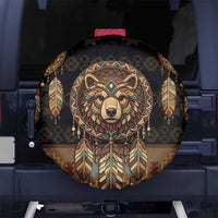Bear Native American Spare Tire Cover Tribal Feather Dreamcatcher Boho Style