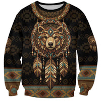 Bear Native American Sweatshirt Tribal Feather Dreamcatcher Boho Style