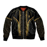 Personalized Egypt Was Sceptre Sleeve Zip Bomber Jacket Gold Pharaoh Patterns