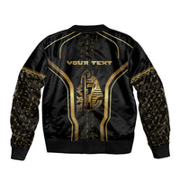 Personalized Egypt Was Sceptre Sleeve Zip Bomber Jacket Gold Pharaoh Patterns