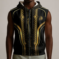 Personalized Egypt Was Sceptre Sleeveless Zip Hoodie Gold Pharaoh Patterns
