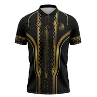 Personalized Egypt Was Sceptre Zipper Polo Shirt Gold Pharaoh Patterns