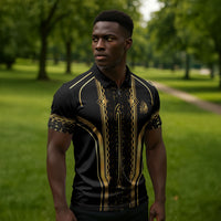 Personalized Egypt Was Sceptre Zipper Polo Shirt Gold Pharaoh Patterns