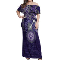 Vikings The Varangian Guard Off Shoulder Maxi Dress Ancient Chi Rho Symbols