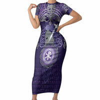 Vikings The Varangian Guard Short Sleeve Bodycon Dress Ancient Chi Rho Symbols