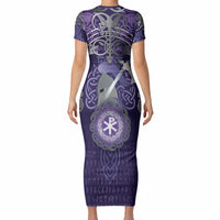 Vikings The Varangian Guard Short Sleeve Bodycon Dress Ancient Chi Rho Symbols