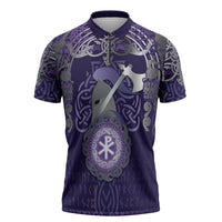 Vikings The Varangian Guard Zipper Polo Shirt Ancient Chi Rho Symbols