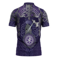 Vikings The Varangian Guard Zipper Polo Shirt Ancient Chi Rho Symbols