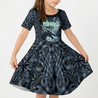 Dark Vikings Kid Short Sleeve Dress Norse Dragon Nidhogg