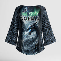 Dark Vikings Kimono Sleeve Blouse Norse Dragon Nidhogg